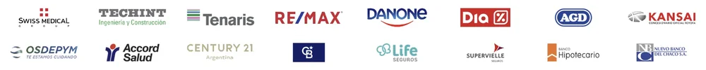 Swiss Medical, Techint, Tenaris, RE/MAX, Danone, Dia, AGD, Kansai, Osdepym, Accord Salud, Century 21, Coldwell Banker, Life Seguros, Supervielle Seguros, Banco Hipotecario y Nuevo Banco del Chaco